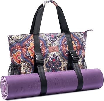 Heathyoga Multi-Functional Yoga Mat Carrier Gym Tote Bag - Large Mat Pocket, Womens Workout Bag