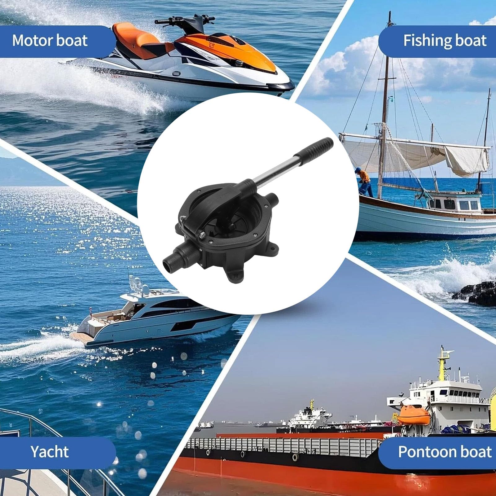 Fydun Manuelle Membran-Handbilgenpumpe für Boote, Selbstansaugende Abfallpumpe, Yacht, Wohnmobil