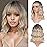 VCKOVCKO Short Bob Wigs Black-gold gradient Wavy With Air Bangs Women\'s Shoulder Length Wigs Curly Wavy Synthetic Cosplay Wig Pastel Bob Wig for Girl (12, Black-gold gradient)