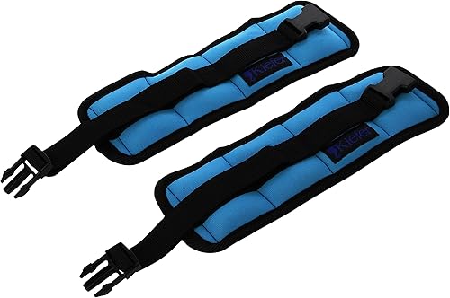 Kiefer 811400-2 Pesas de tobillomuñeca para tierra seca o ejercicio acuático (1 par), 1 libra cada uno, azul claro