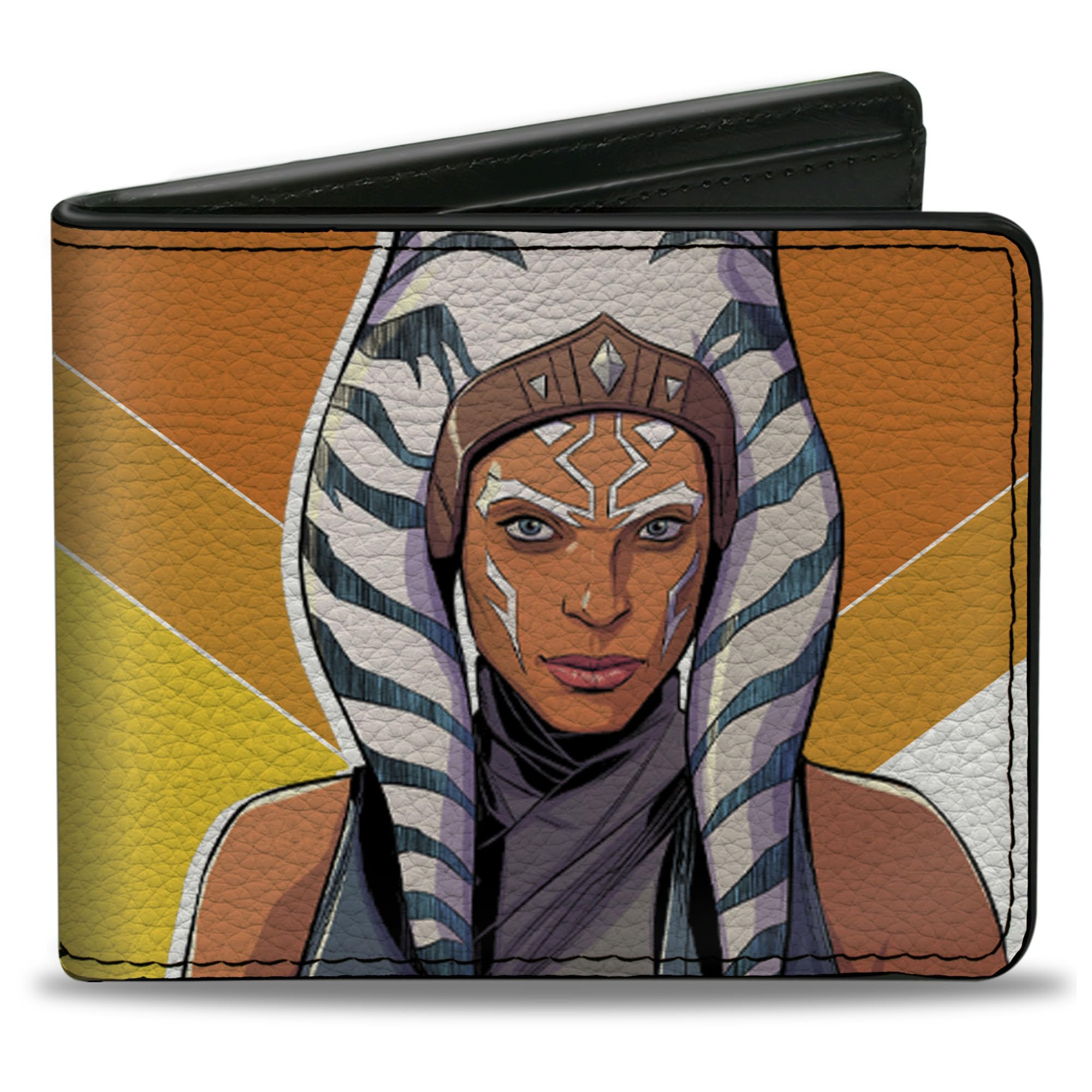 Buckle-Down Men's Wallet, Bifold, Star Wars The Mandalorian Ahsoka Tano Diamond Pose Orange, Vegan Leather, 4.0