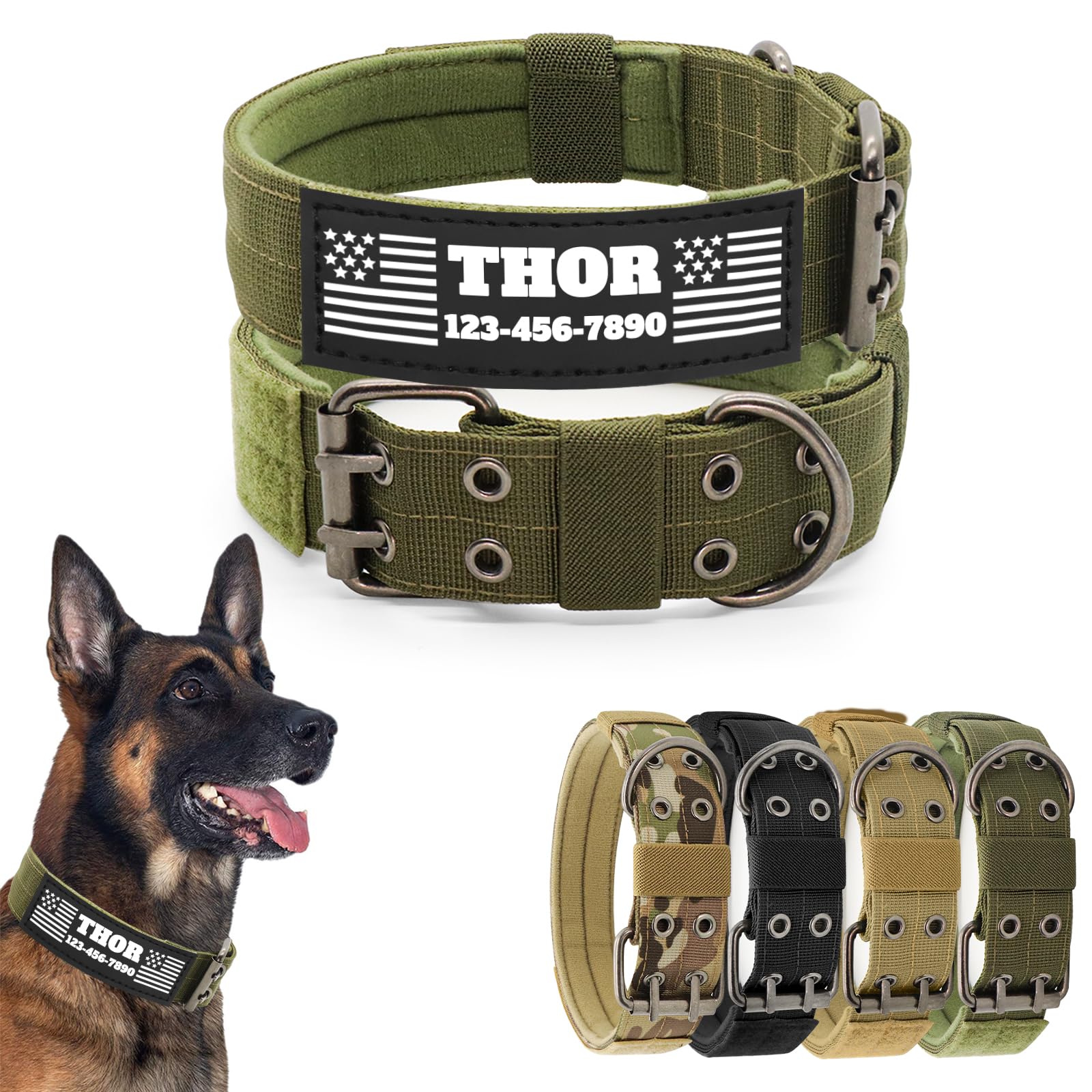 Collier personnalisé pour chien de grande taille avec laisse nylon