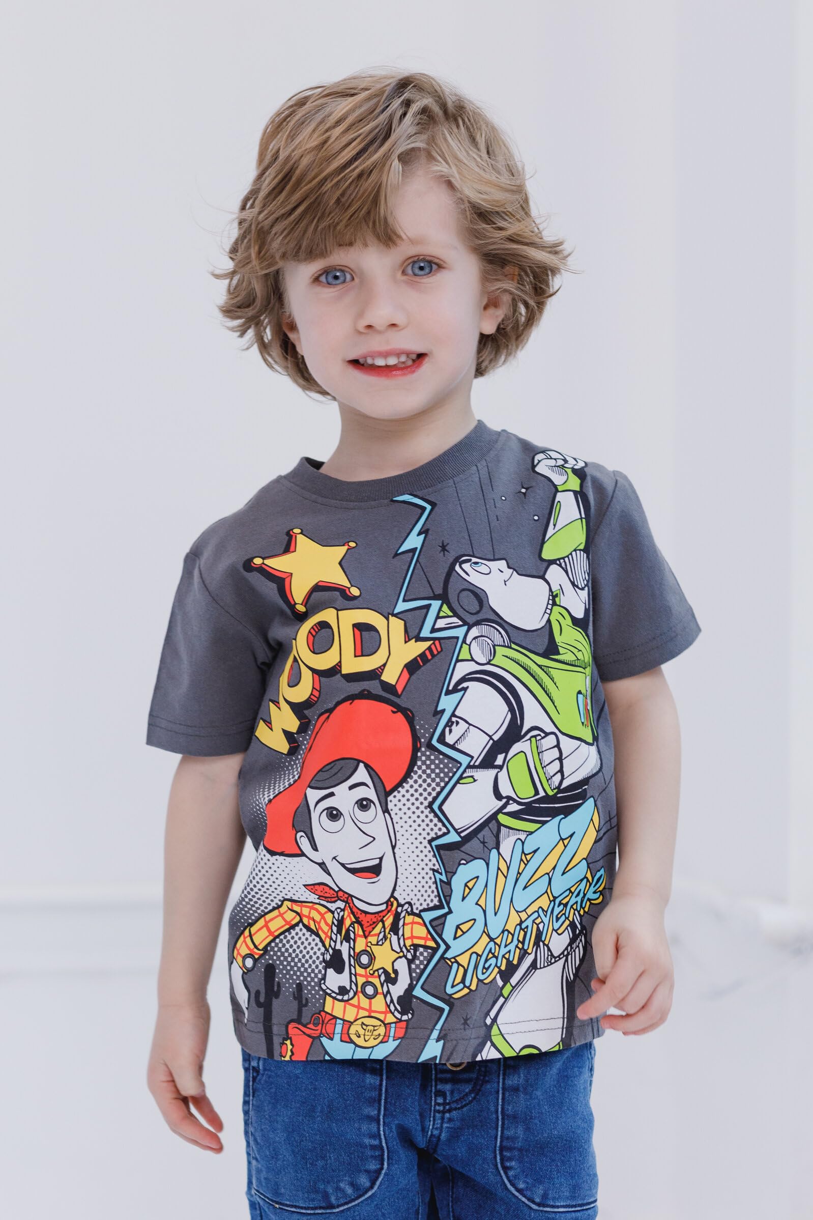 Buzz Lightyear und Woody Toy Story - 2er-Pack - Kurzarm T-Shirts für Kinder - 100% Baumwolle