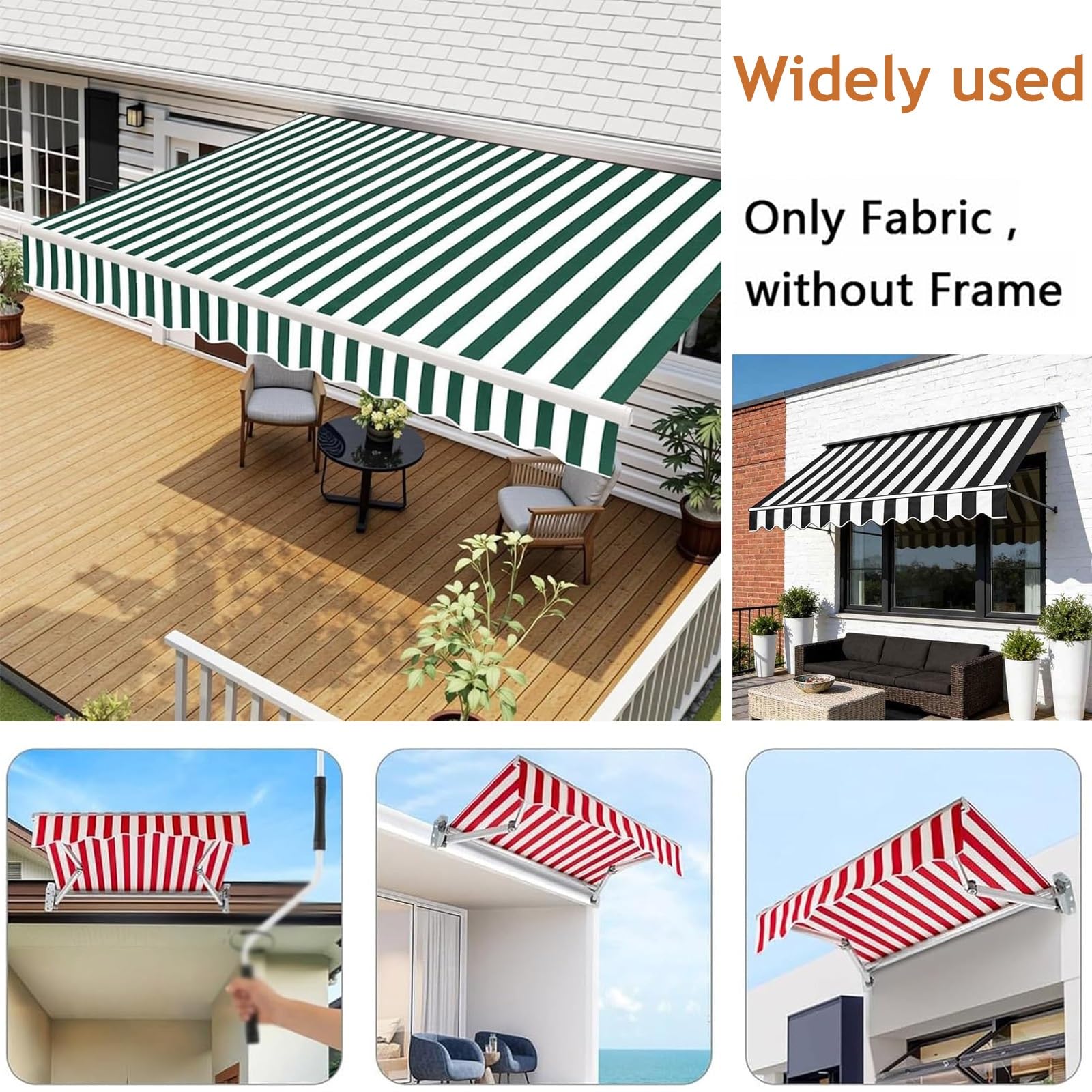 Telo Di Ricambio per Tenda Parasole Retrattile, Telo Tenda Da Sole, Tenda Da Sole In Tessuto, Poliestere Resistente Ai UV, Tessuto Di Ricambio Impermeabile Antistrappo(Francia,4.5x2.5m(14.7x8.2ft))