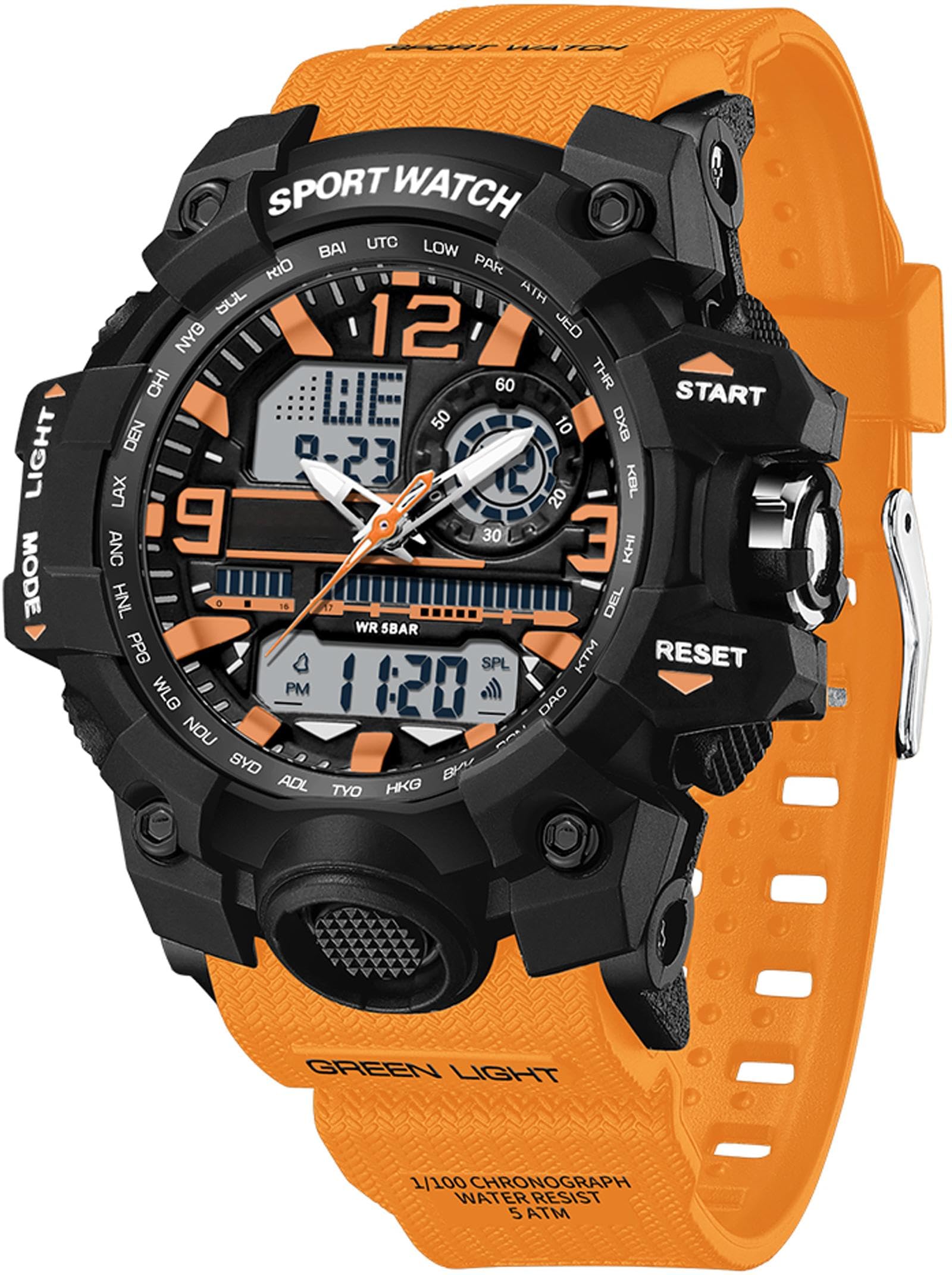 findtime Reloj de pulsera digital deportivo para adolescentes y niñas, reloj digital blanco, pantalla analógica, militar, resistente al agua