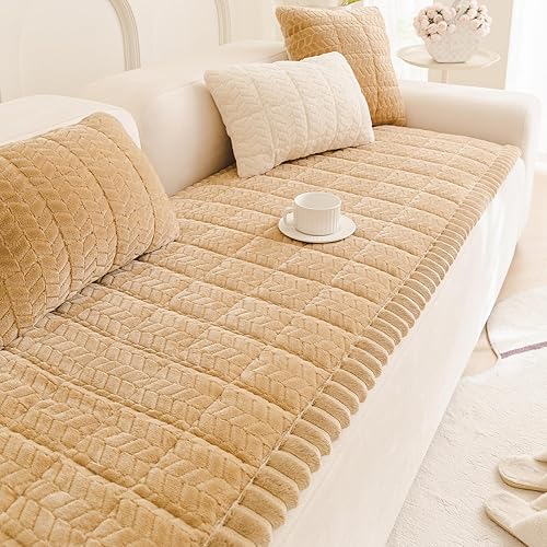 Mivnue Funda protectora de sofá para mascotas, lavable, antideslizante, para sofás y sofás, tapete para perros (café, 27.6 x 70.9 pulgadas)