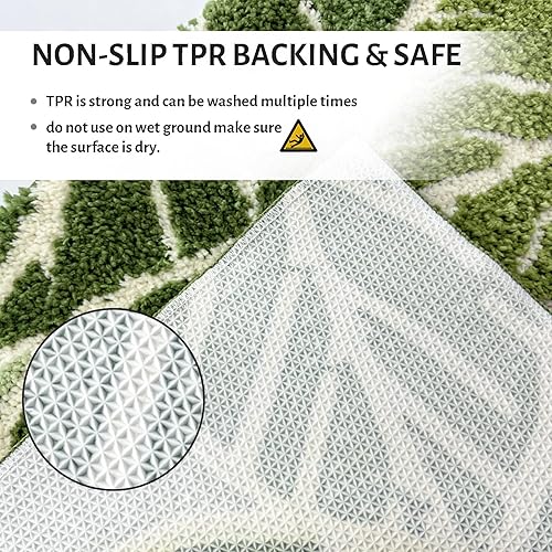 Miniatura 3 de Alfombra de baño antideslizante con planta verde salvia, bonita alfombra de baño absorbente de hojas de Monstera, divertida alfombra de baño