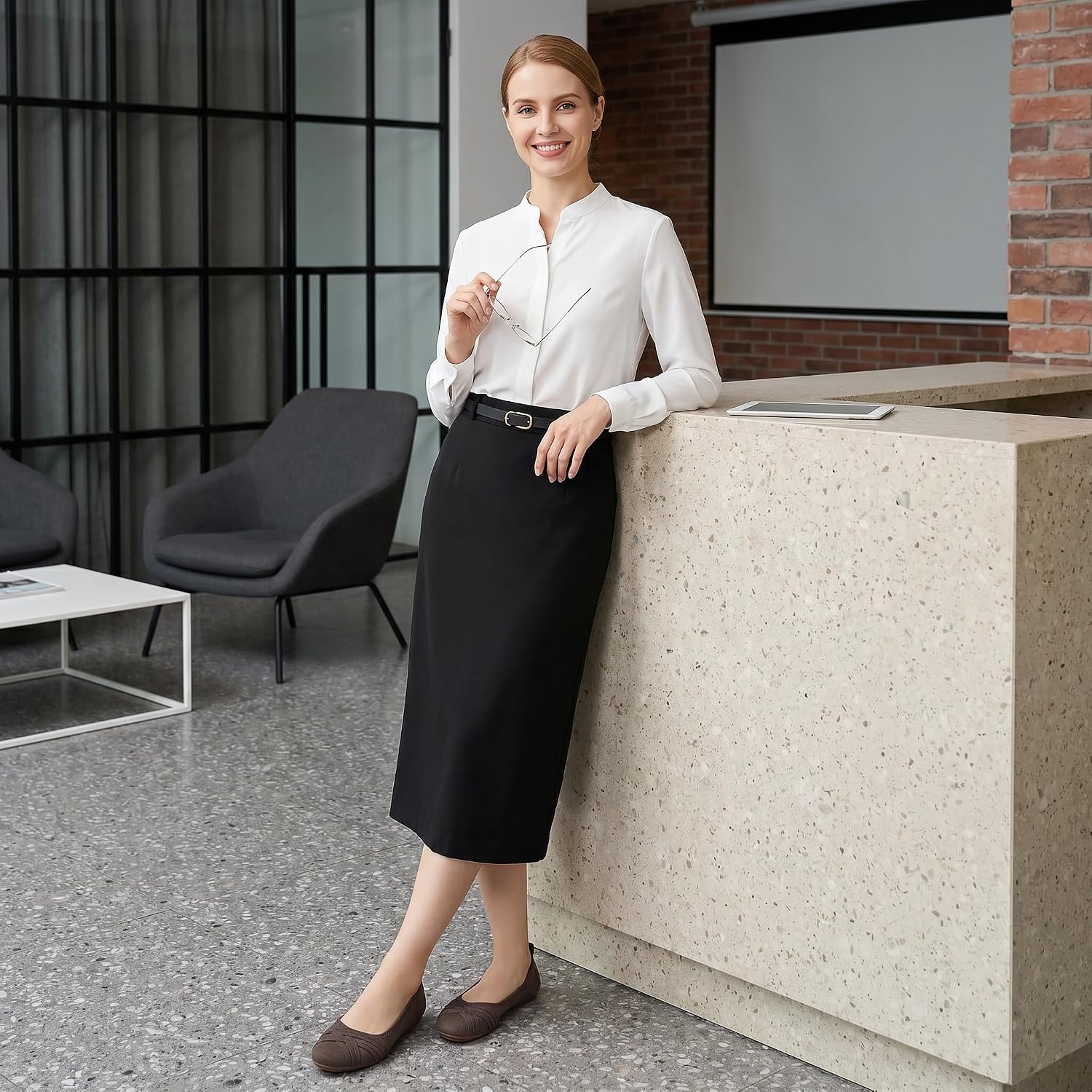 Womens Comfortable Dress Flats: Classic Suede & Memory Foam for Office All Day - Anti-Slip & Anti-Rub Heel for Confidence in Commute - Working Professionals