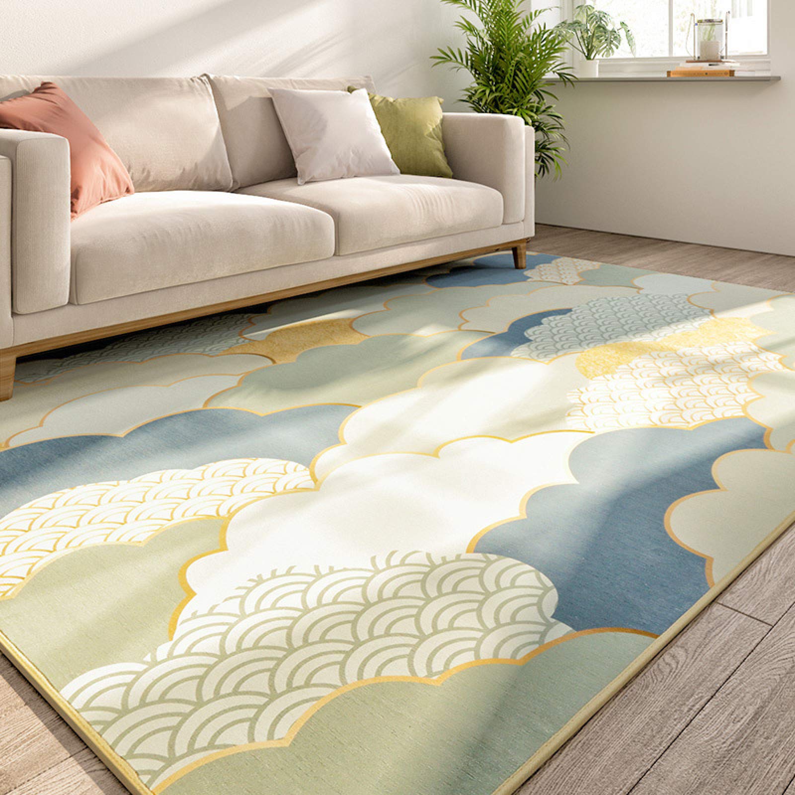 Tapis moderne 160 x 230 cm à poils courts et motifs géométriques abstraits pour le salon