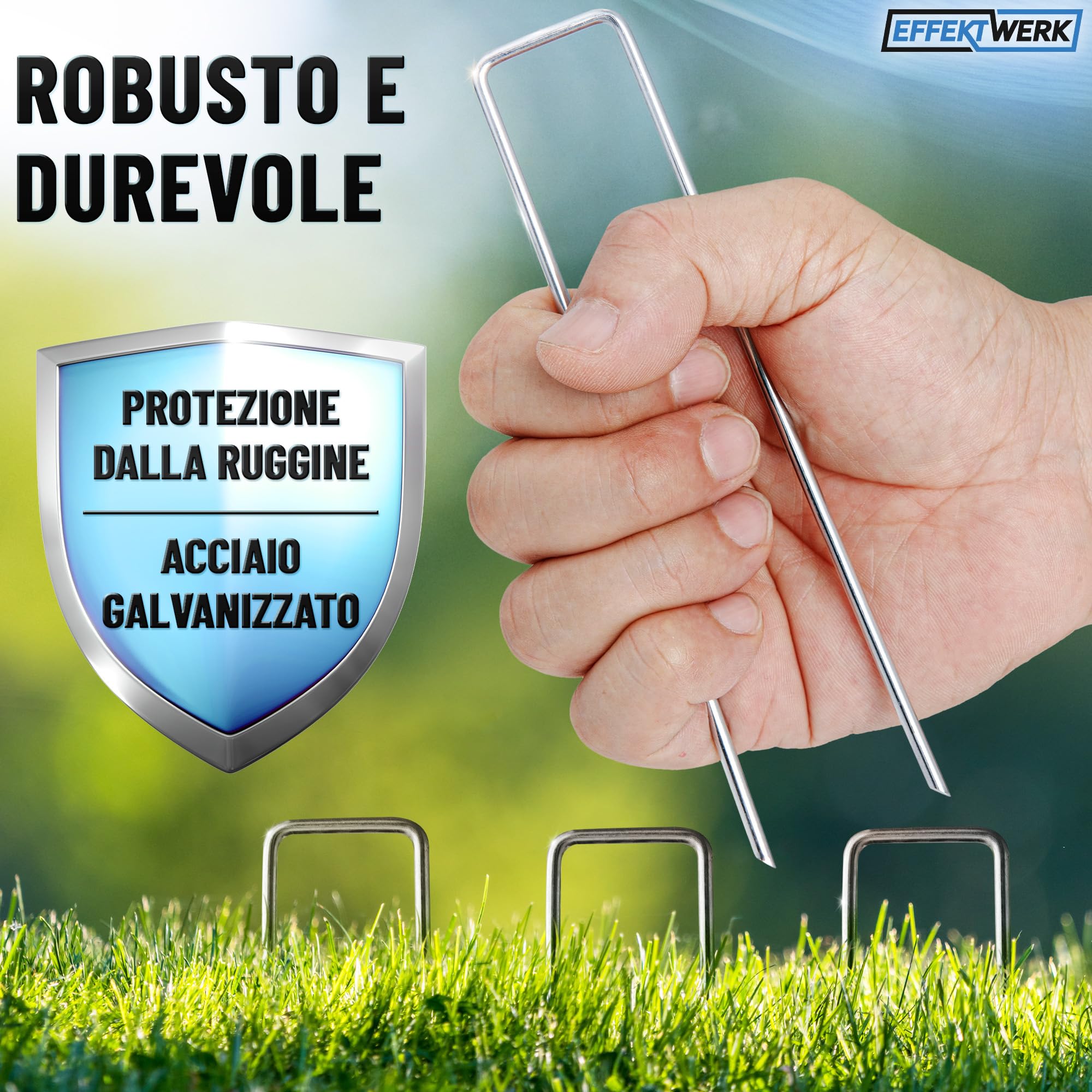 Paletti da Giardino (6"/150 mm, 1000 Pezzi), graffette paesaggistiche zincate a Forma di U, perni in Tessuto per Installazione di Barriere Contro Le Erbacce e Tappeto erboso