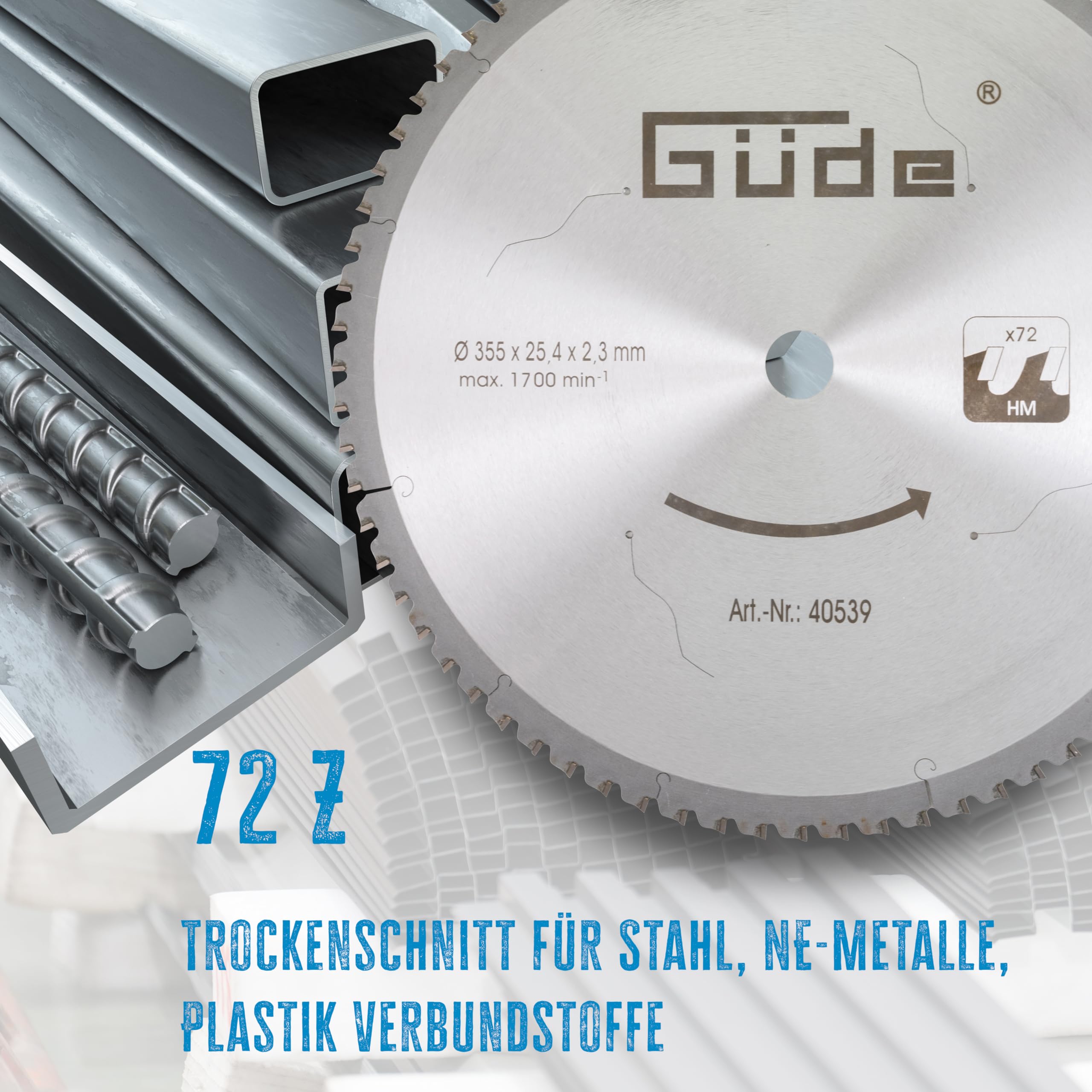 Güde Metal hoja de sierra circular 350 x 2.6 x 25.4 mm – adaptado para GMK 350 T