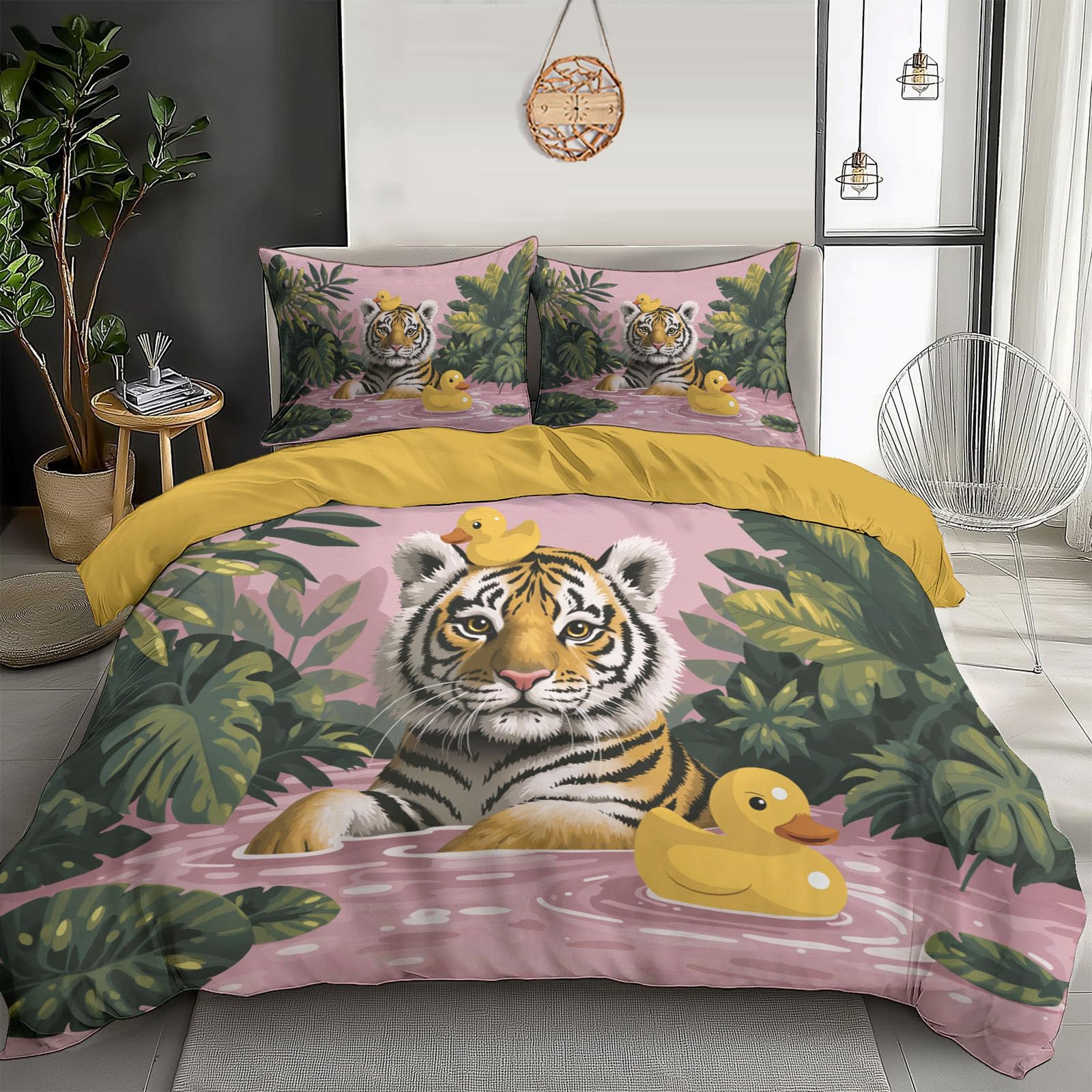 Housse de couette 140x200 motif animal dessin animé avec taie