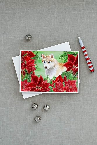 Miniatura 9 de Caroline's Treasures CK1344GCA7P Tarjetas de felicitación y sobres de flores de pascua siberiana de Husky gris, paquete de 8 tarjetas en blanco con