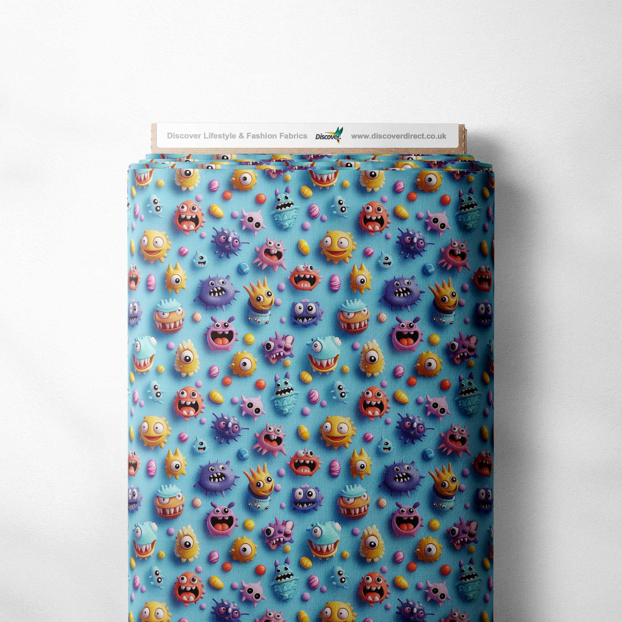 100% Cotton 3D Digital Effect Printed Visual Pattern Novelty Quilting Craft Dress Quality Sewing Fabric Material | 40 Designs | 55" - 140 cm Wide (per Half Metre, Little Monsters) — image 1