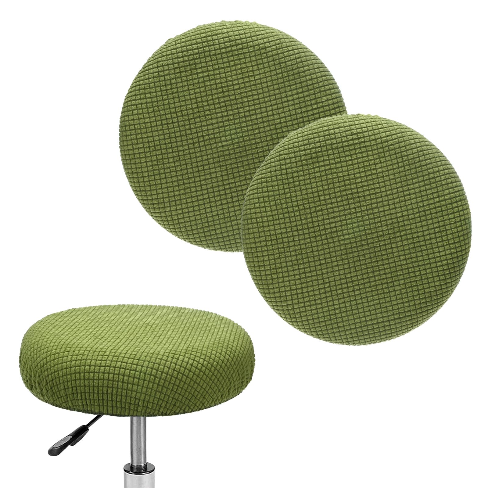 M METERXITY 2-Pack Bar Stool Covers Round, for 12-14 Inch Polyester Corn Grid Seat Covers with Elastic Bands for Bar Stool/Round Cushion [Yellow Green]