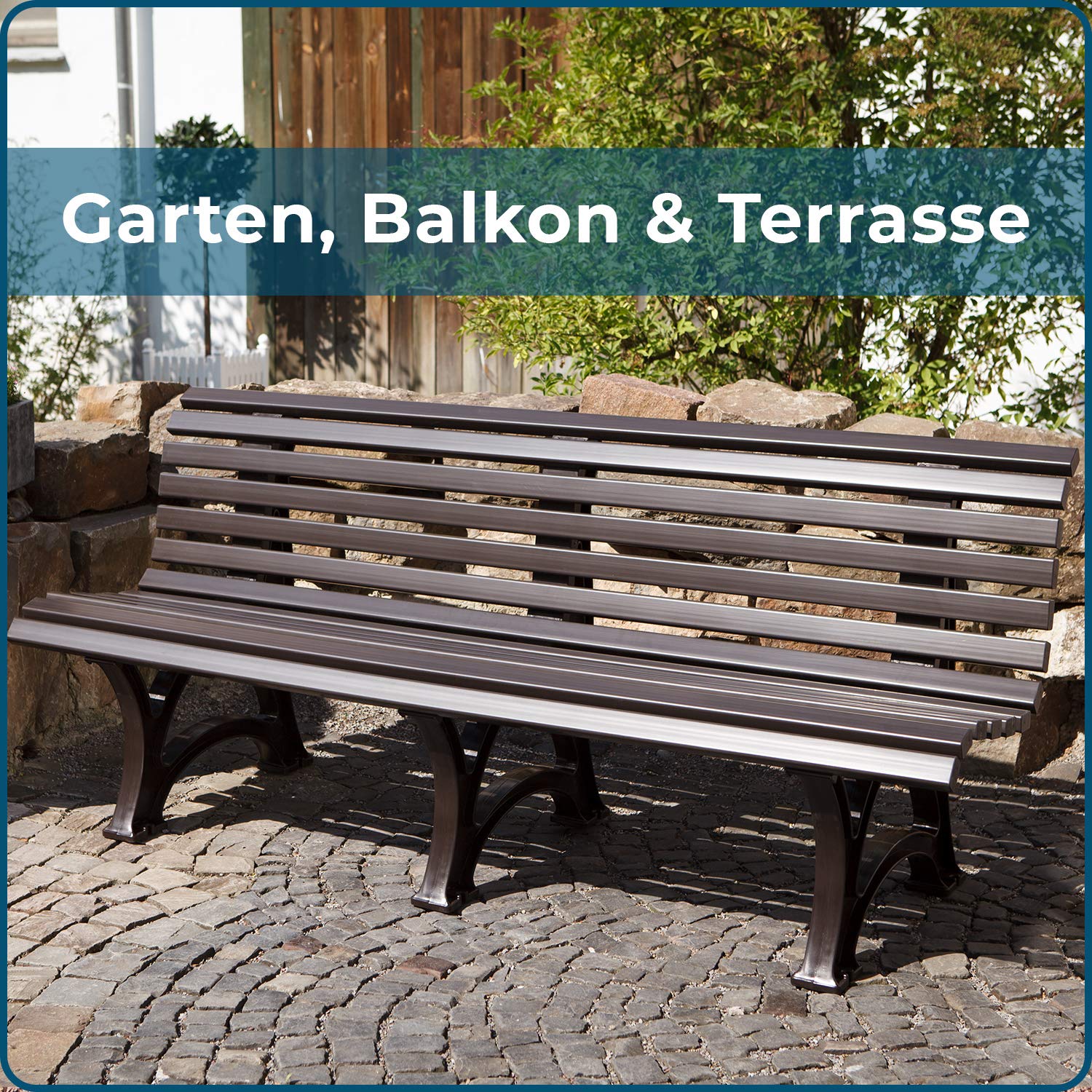 Blome Sitzbank Borkum – Gartenbank für Garten, Balkon, Terrasse, Parkbank in braun, 4-Sitzer, Made in Germany