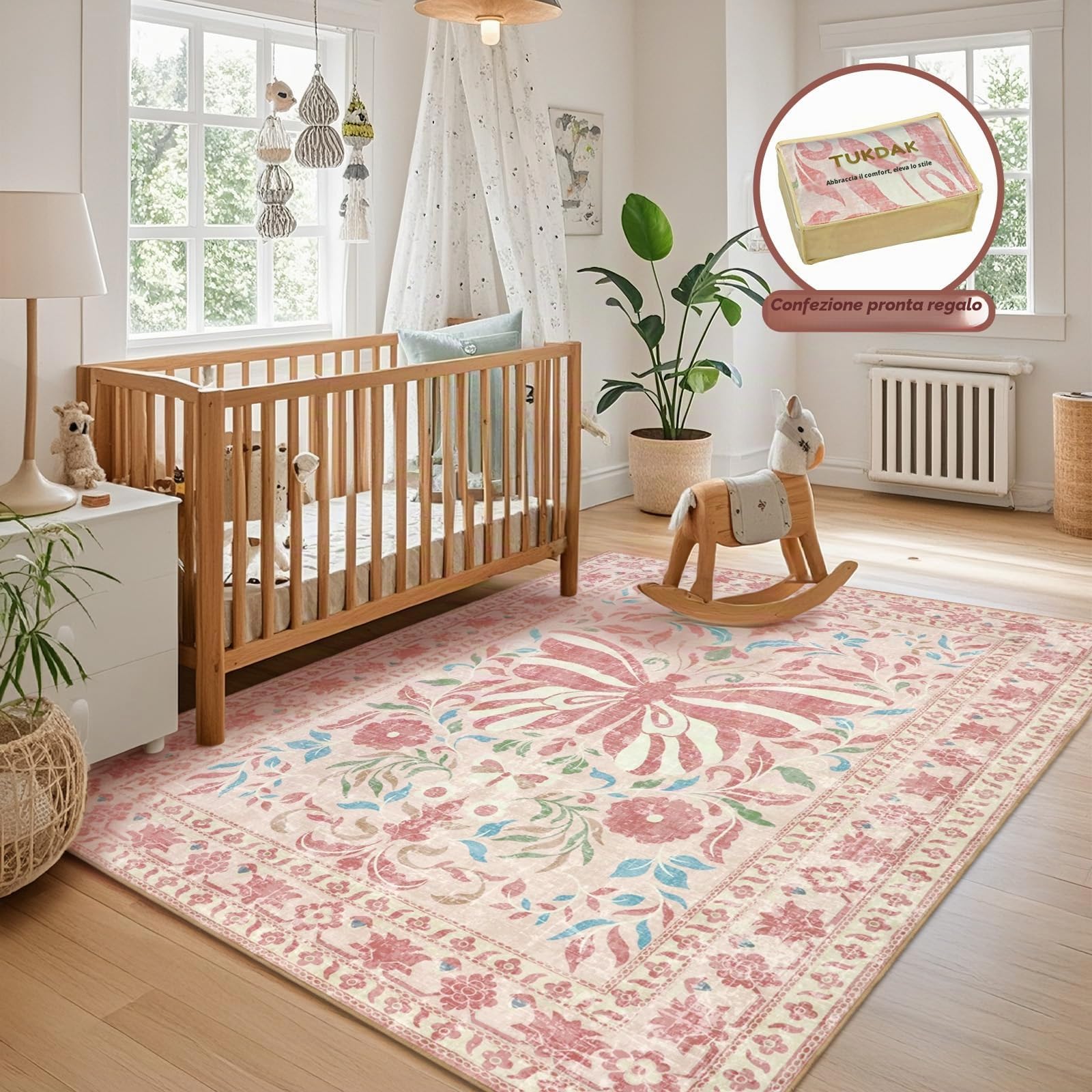 Tappeto A Farfalle Per Soggiorno 160X230cm, Lavabile, Stile Boho A Pelo Corto, Morbido E Antiscivolo. Ideale Per Camera Da Letto, Sala Da Pranzo, Cucina E Stanza Dei Bambini