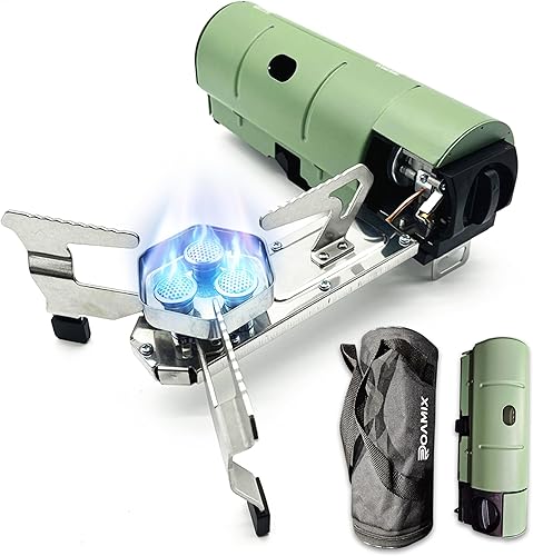 Roamix Estufa plegable de butano de 17,700 BTU Quemador de gas portátil de 5,200 W con bolsa de transporte para cocinar al aire libre, mochilero y