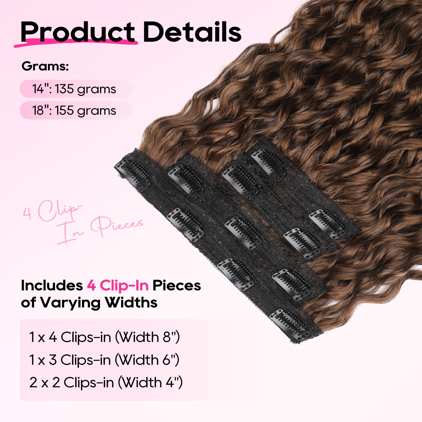 Amazon.com : REECHO Curly Hair Extensions - 4PCS 18 display picture 2