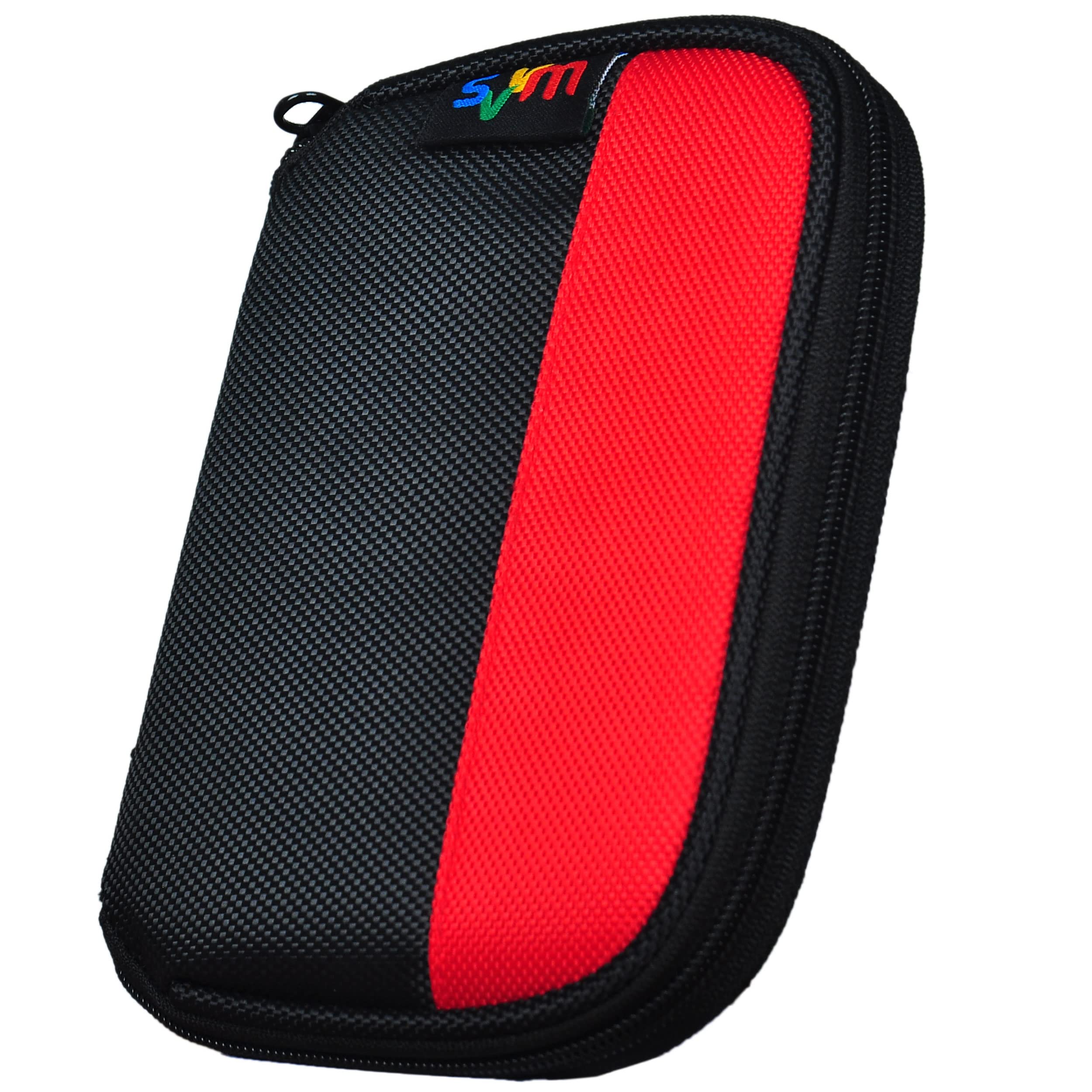 SVVM External Hard Disk Pouch for 2.5inch Seagate | Western Digital | Toshiba | Sony | USB Cable | Power Bank | Mobile Charge | Earphone | Earbuds | Case Cover Portable Storage (Pack 1, Black Red)