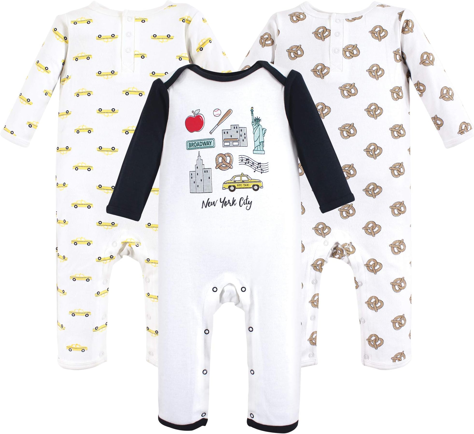 Hudson Babybaby-girls Cotton Union Suit, 3 Pack Coverall