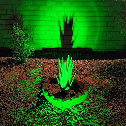 Miniatura 7 de T-SUNUS Paquete de 4 focos solares verdes para paisaje, luces solares IP65 impermeables con 4 luces LED de pared, luz de seguridad de