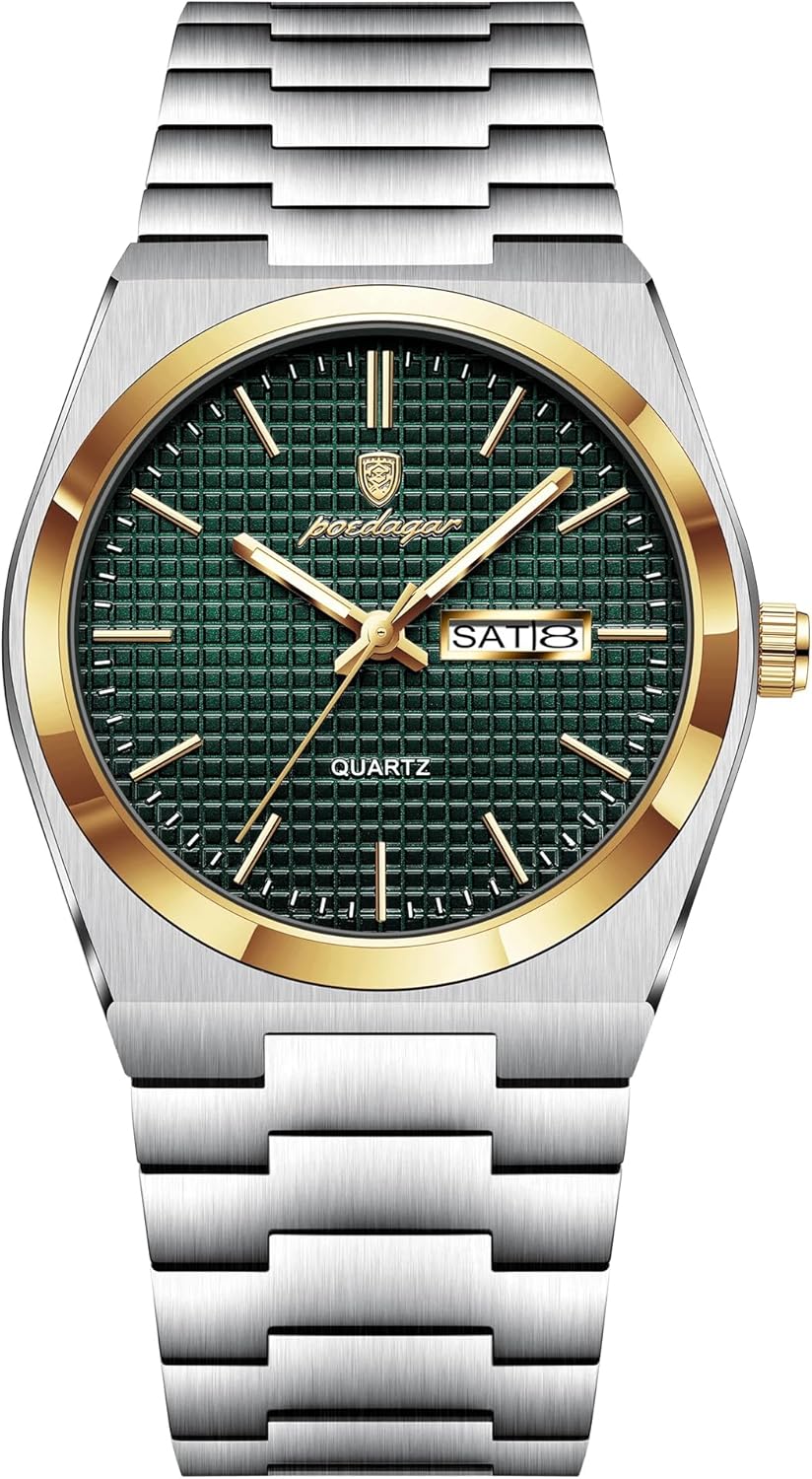 Poedagar Man Wristwatch Fashion Business Luminous Waterproof Date Week Men Clock Stainless Steel Casual Men's Quartz Watches