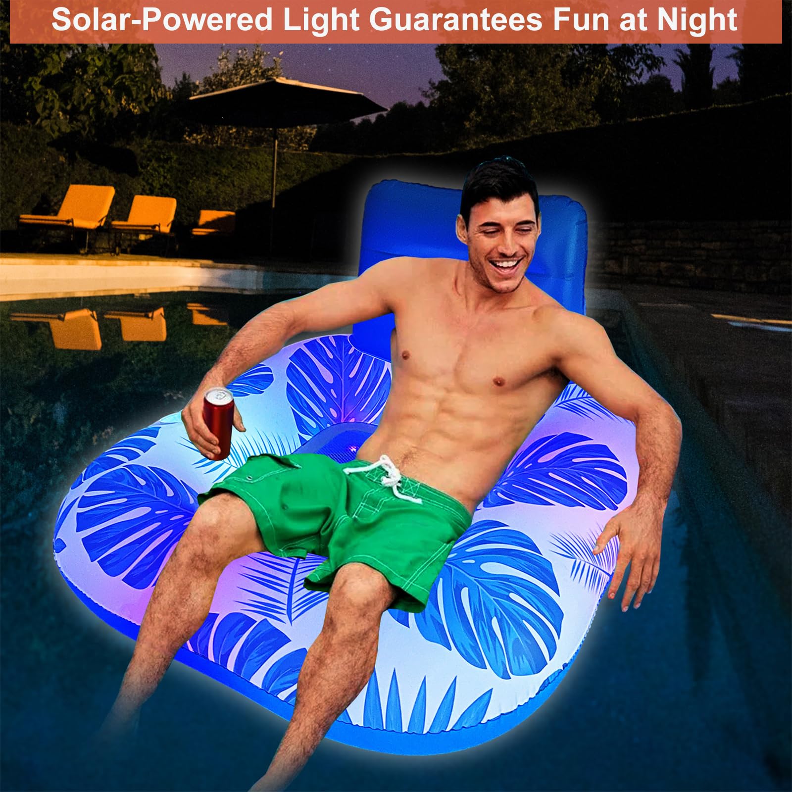 Flotadores inflables para piscina (paquete de 2) con luces cambiantes, energía solar, 2 portavasos y 2 asas, flotador grande para piscina, flotador de playa, flotador divertido para piscina, balsa par Flotadores inflables para piscina (paquete de 2) con luces cambiantes, energía solar, 2 portavasos y 2 asas, flotador grande para piscina, flotador de playa, flotador divertido para piscina, balsa par
