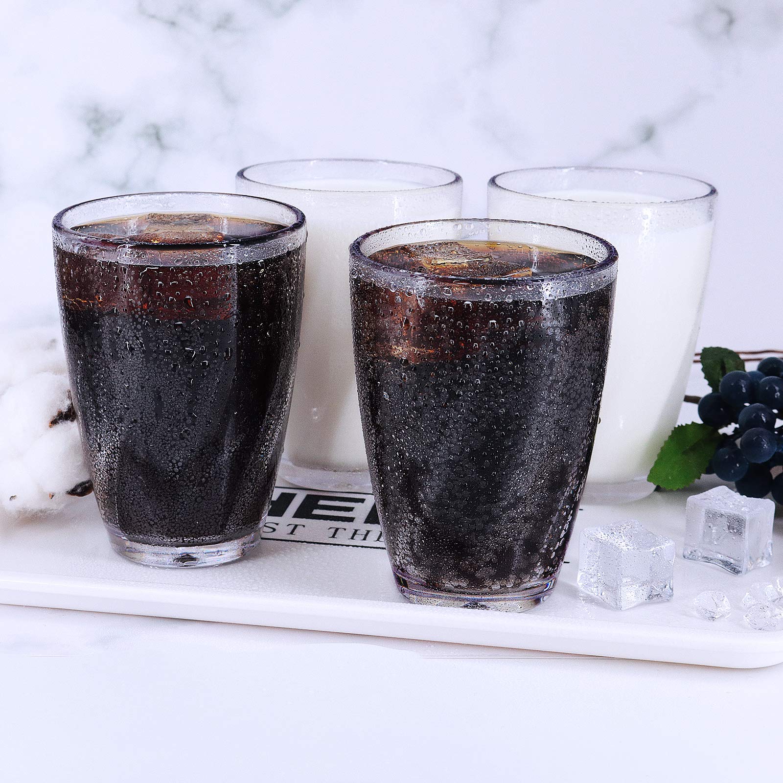 Plastic Glasses, 350ml Stackable Plastic Glasses Set of 4, Dishwasher