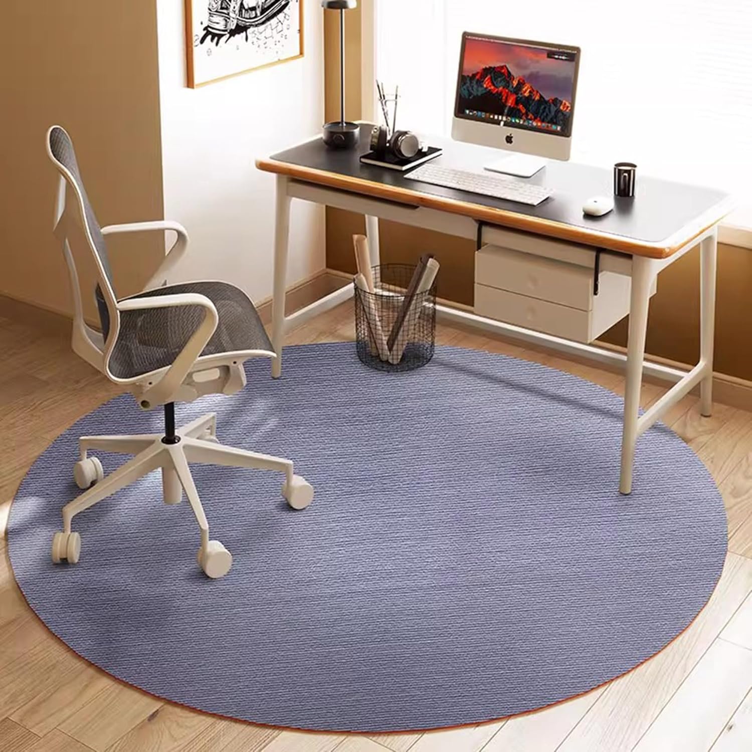 Round Office Chair Mats Floor Protection Mats, Non Slip Hardwood Floor Carpet Protectors Computer Chair Rugs Multi-Purpose Carpet Rugs for Indoor Study Gym (160 * 160cm,Grey)