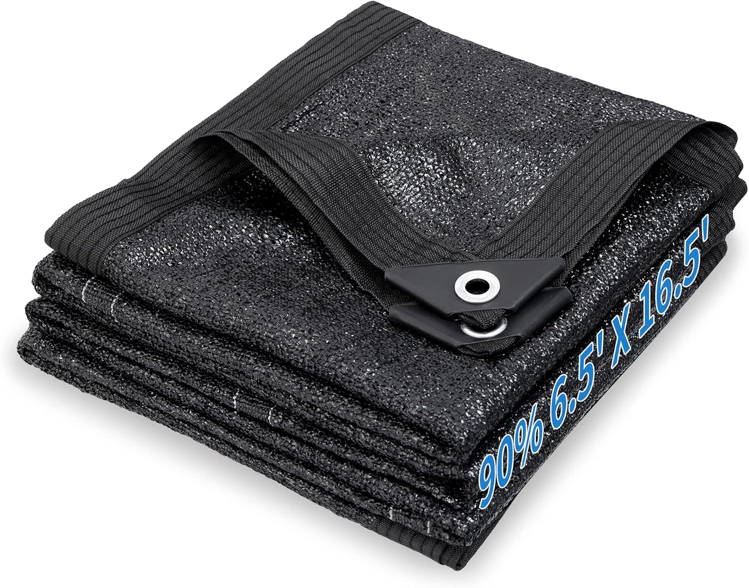 90% Black Sunblock Shade Cloth, UV Resistant Sun Shade Canopy with Grommets, 6.5 ft x 16.5 ft Outdoor Shade Mesh Cover Tarp for Garden, Greenhouse, Pergola, Backyard, Patio, Flowers Plants 6.5 ft x 16.5 ft Blcak