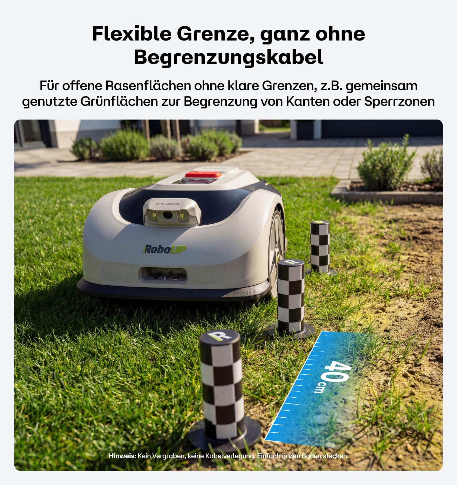 Raccoon 2 SE Mähroboter mit Garage, Max. 600qm, 3-8 Schnitthöhe, Ride-On Kanntenschnitt bis 3 Mähzonen, Kabellos, Ohne RTK