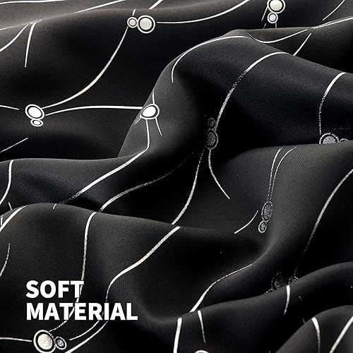 Miniatura 7 de BGment - Cortinas opacas, con aislamiento térmico, para oscurecer la habitación, con estampado de línea ondulada y lunares para dormitorios, juego