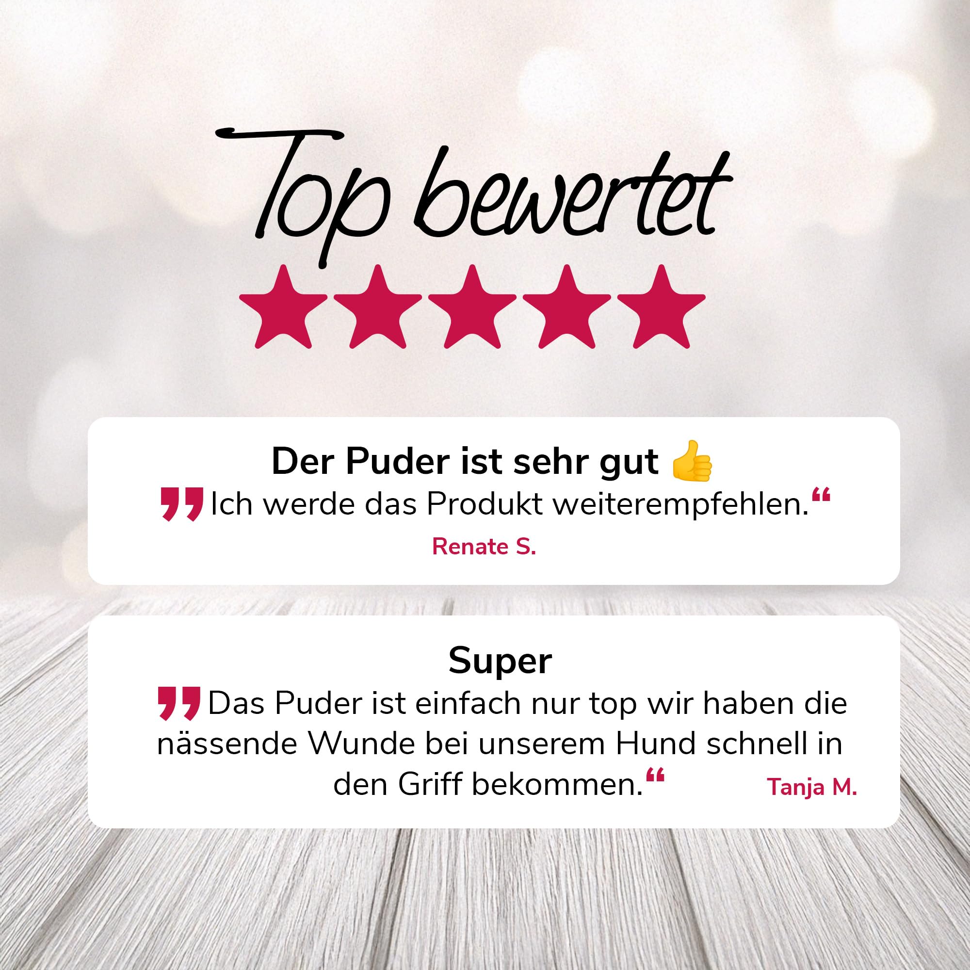 Wund(er) Puder 45g für Hund, Katze & Pferd - Trocknet nässende Wunden schnell, Hautberuhigend bei Verletzungen & Hautausschlag - Ideal für öffene Stellen