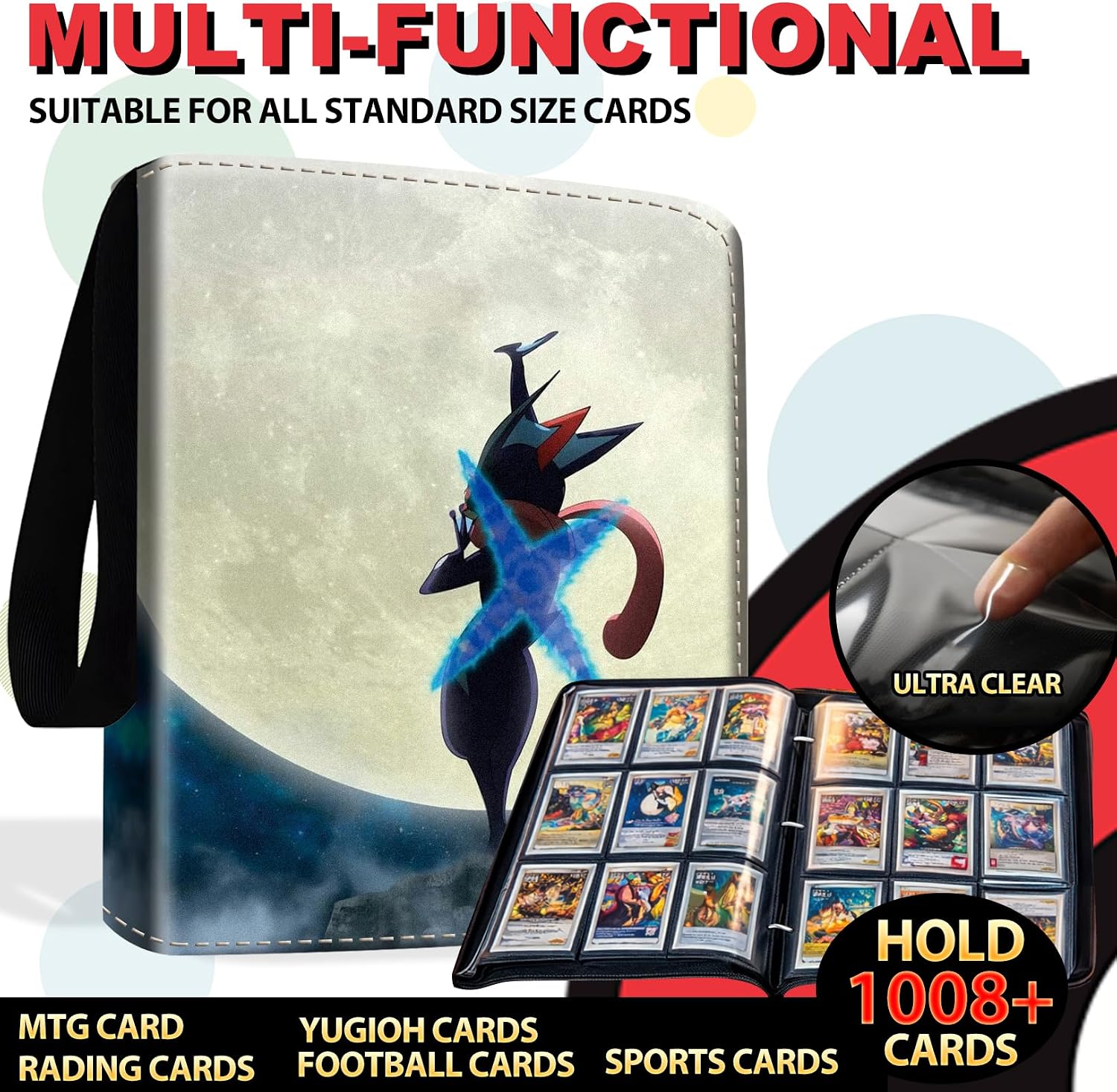 Trading Card Binder with Removable Sleeves, 9 Pocket Card Binder 1008 Cards image 2
