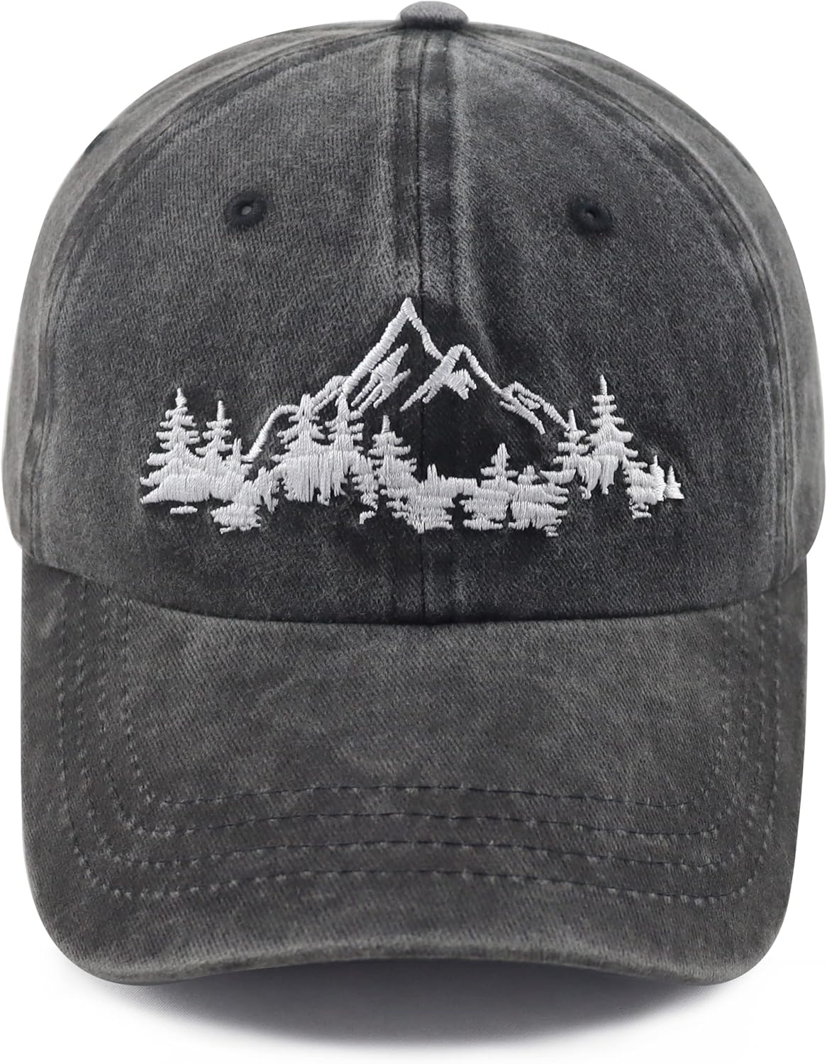 Mountain Trees Hat for Men Women, Funny Adjustable Cotton Embroidered Camping Hiking Explore Outdoor Baseball Cap