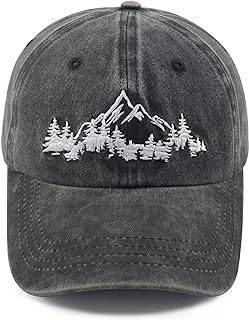 Sombrero de árboles de montaña para hombres y mujeres, divertido gorro de béisbol ajustable bordado de algodón para acampar, senderismo, explorar al aire libre