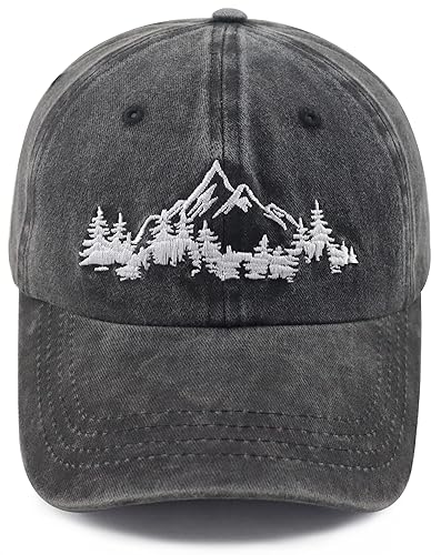 Mountain Trees Hat for Men Women, Funny Adjustable Cotton Embroidered