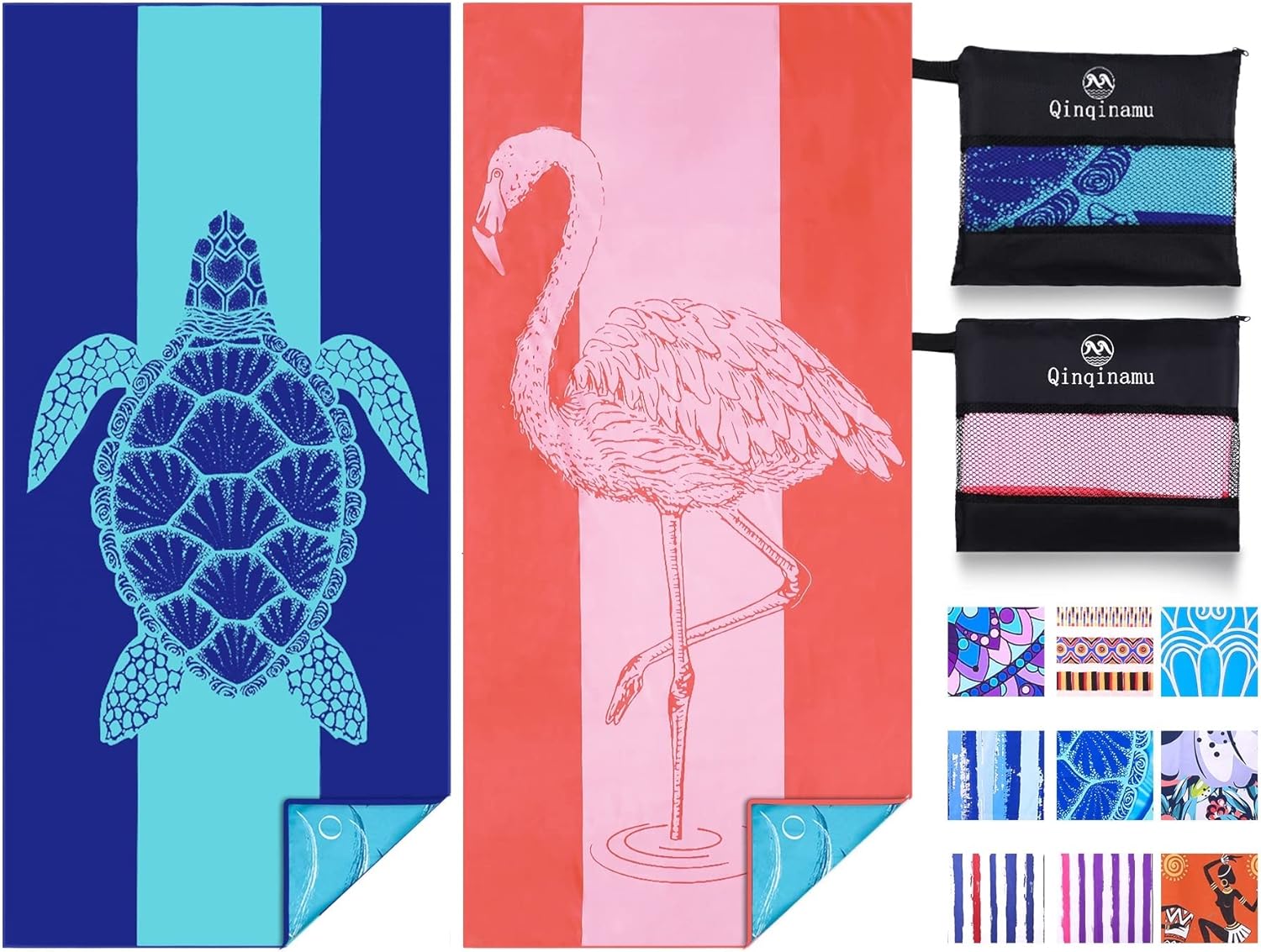 2 Pack Microfiber Lightweight Beach Towel 71"x32" Oversized