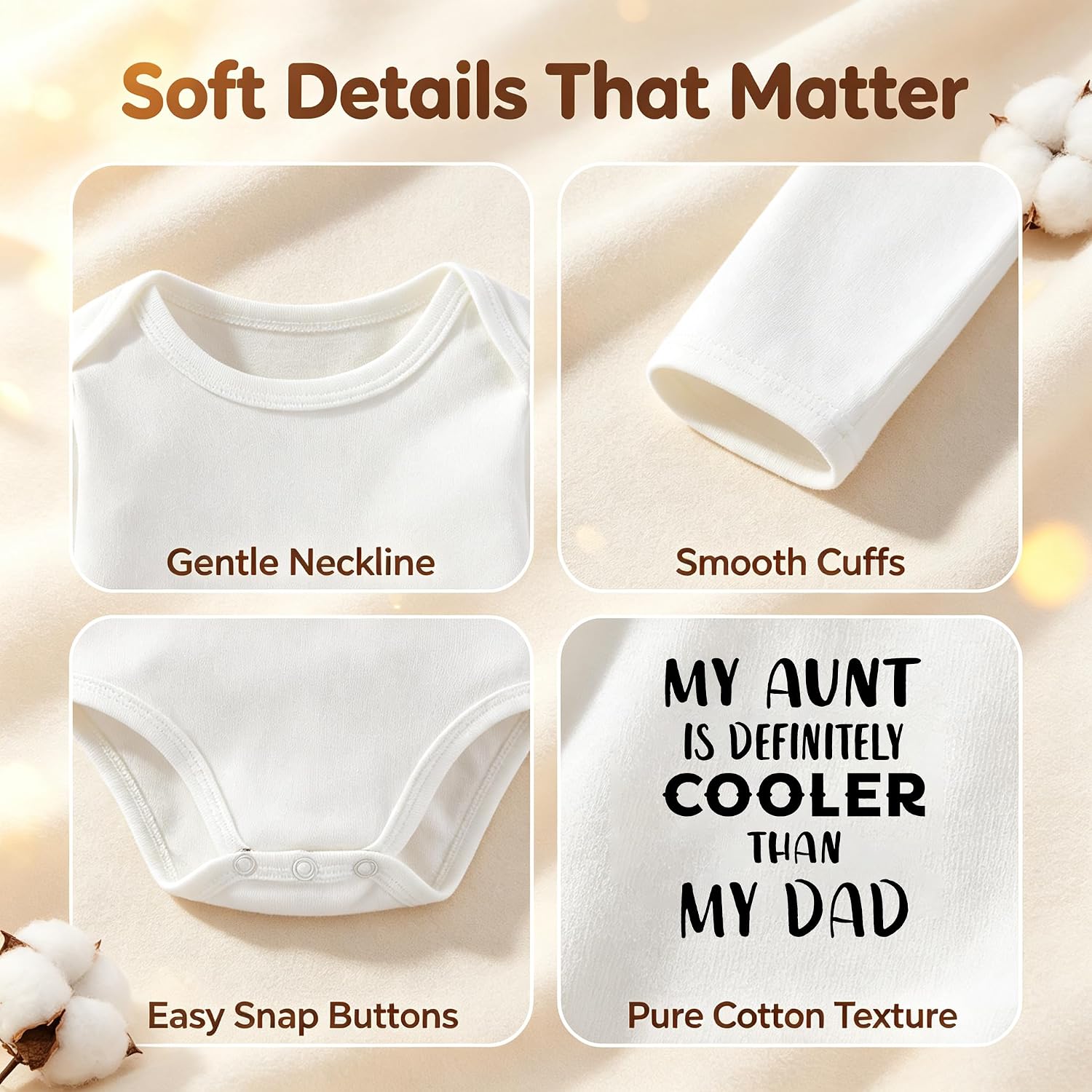 My Uncle is Definitely Cooler than my Dad Long Sleeve Baby Bodysuits, Playsuit Romper Girls Boys 0-24 Months image 3