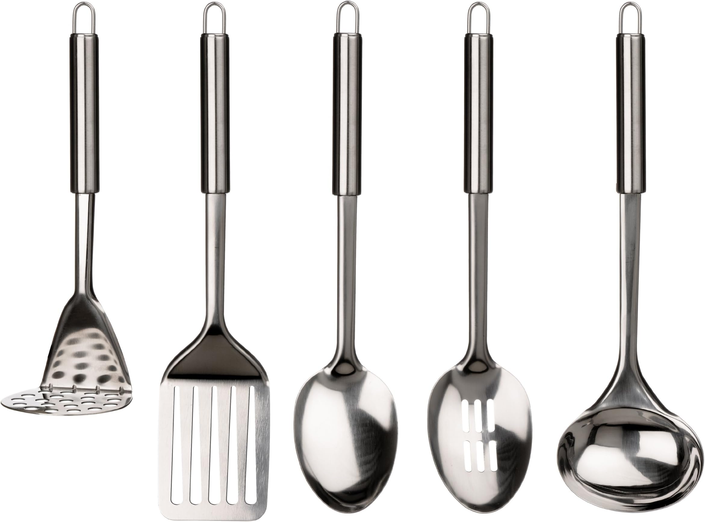 Premier Housewares 804792 Kitchen Set 5 Pieces Cooking Utensils Set Utensil Set Stainless Steel Cooking Kitchen Utensil Set Kitchen Utensils 34x12.2x11.8 cm