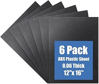 Kinlink Black ABS Plastic Sheet 12" x 16"x 0.06" Flexible Moldable Impact Strength and High Tensile 1/16" Thick (1.5mm) Abs Sheet, Moldable Plastic DIY Materials for Home Decor and Handicrafts, 6 Pack