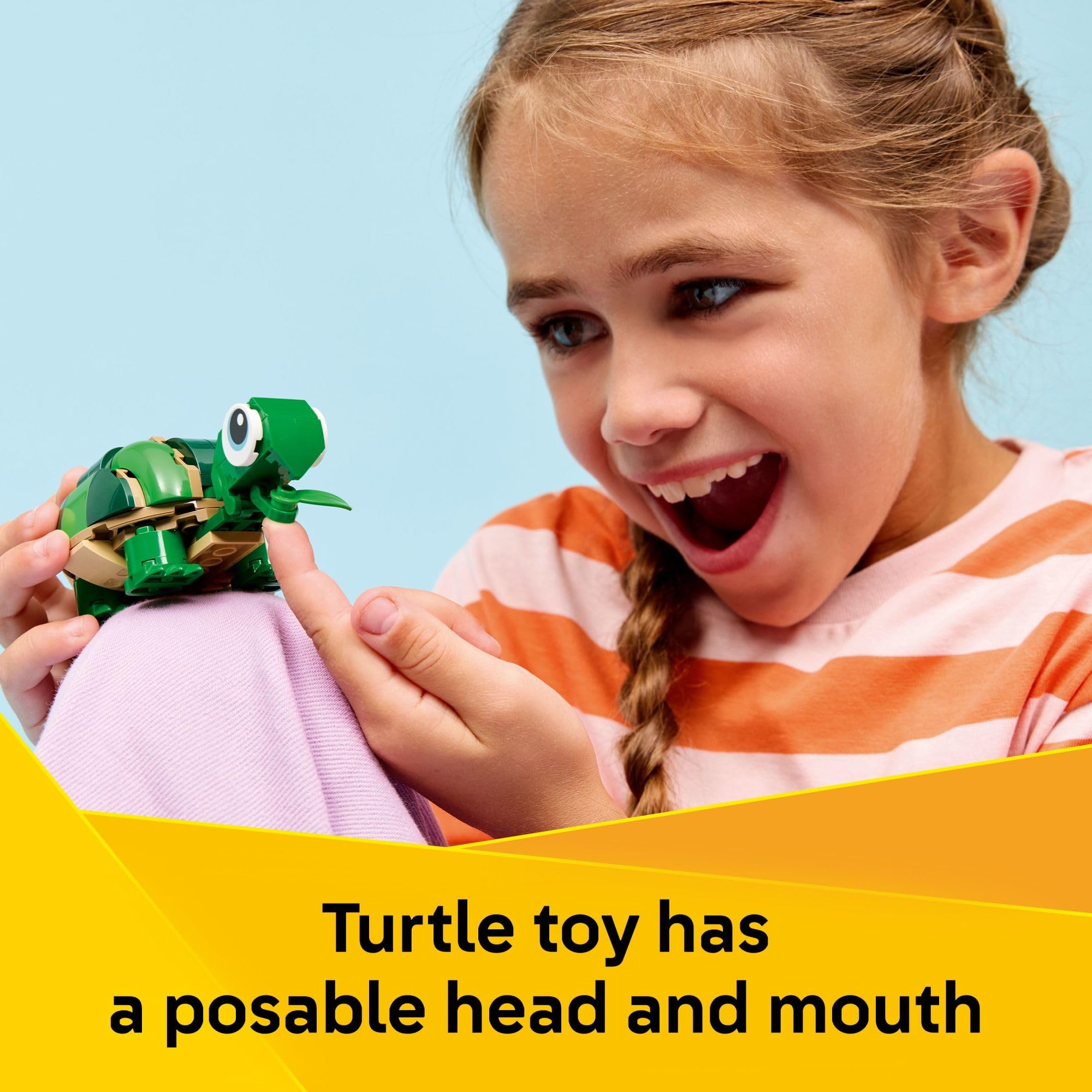 LEGO Creator 3 in 1 Turtle with a Water Lily Flower Building Toy for Girls & Boys - Kids Build a Chameleon, Frog, or Turtle Toy Figure - Gift Idea for Animal Lovers, Ages 7+ - 31377