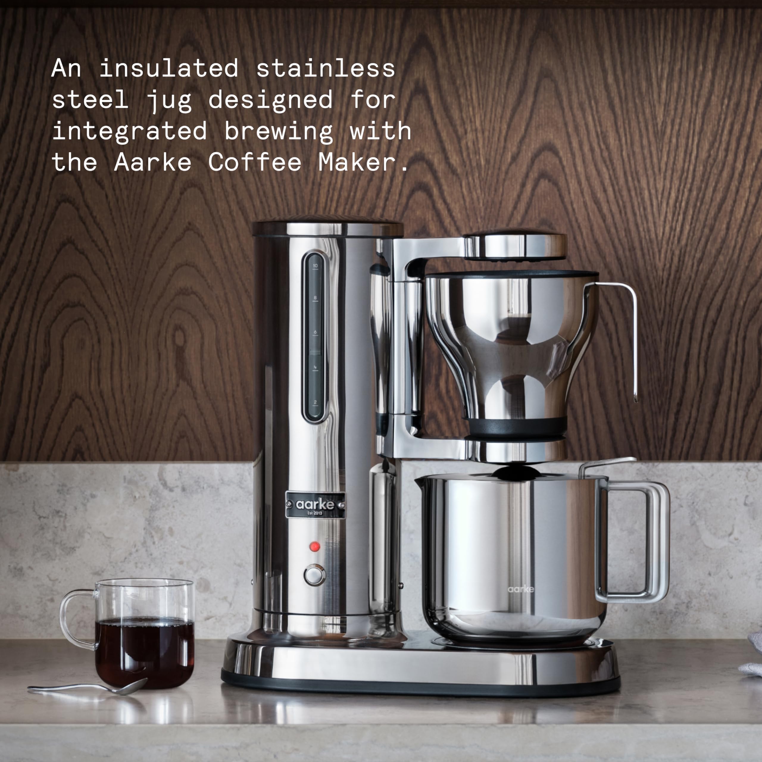 aarke Jarra térmica termo de acero inoxidable, de doble pared, compatible con cafeteras, capacidad para 10 tazas, 250 ml.