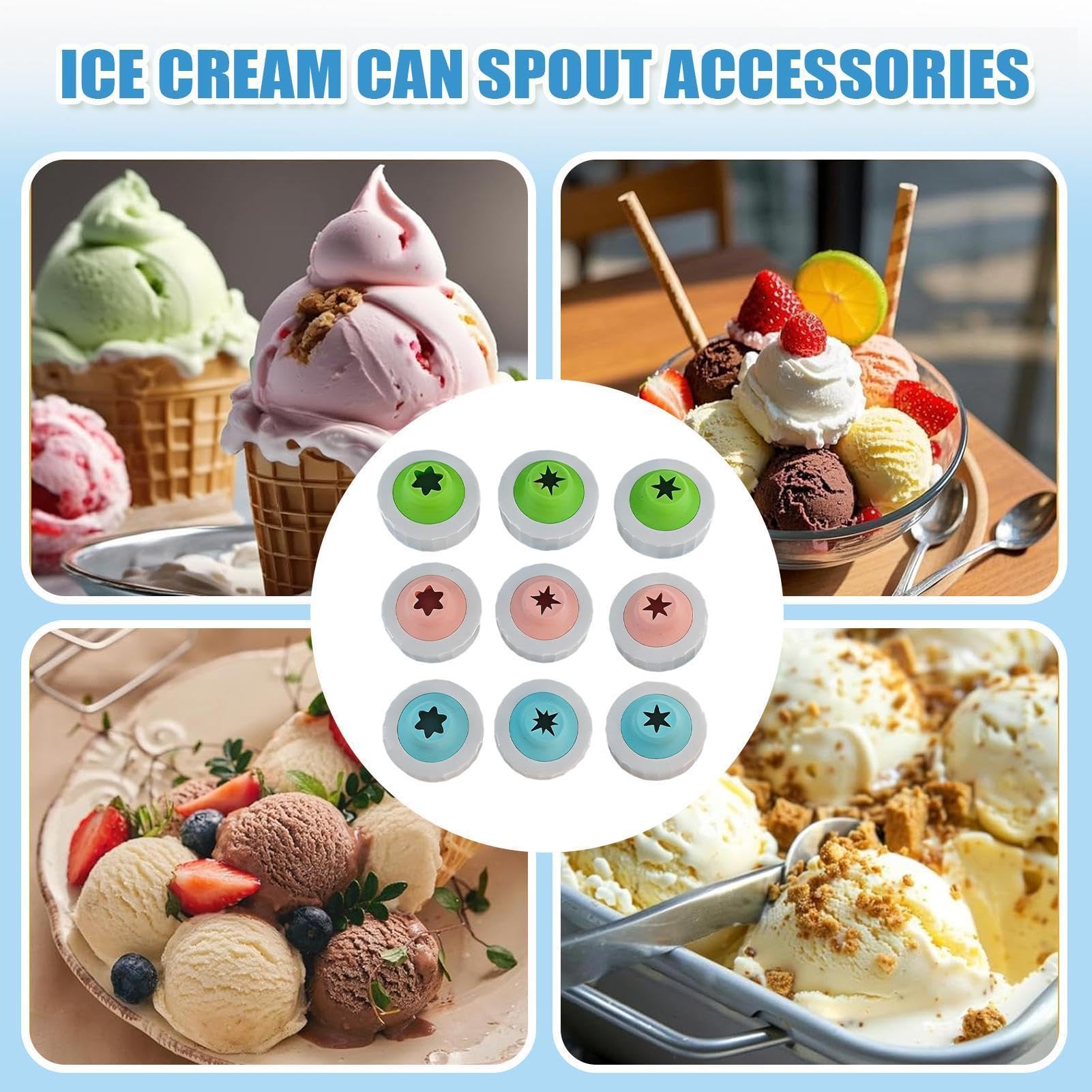 Swirl – Lot de 9 buses de rechange pour machine à crème glacée – Pour dessert, fête, friandises, maison, cuisine