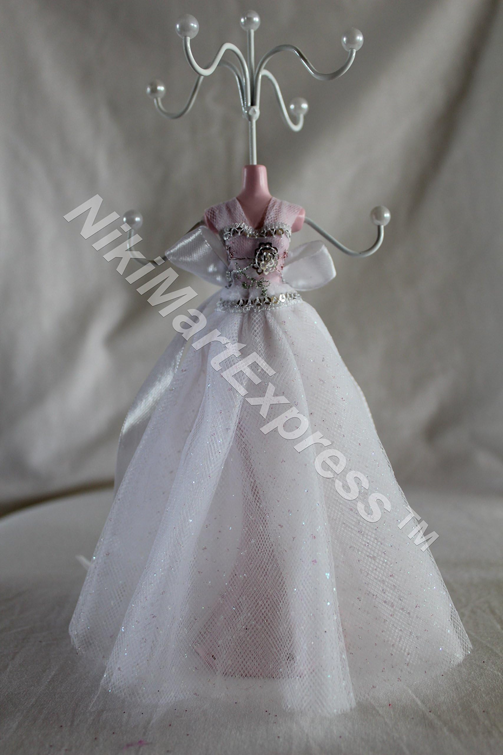 Oriental Princess Mannequin Jewelry Earring Necklace Stand Display Holder 10.5" (White)