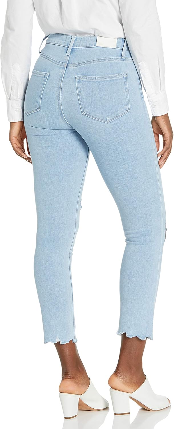 PAIGE Women's Hoxton Transcend Vintage Stretch High Rise Slim Fit Raw Hem Crop Jean