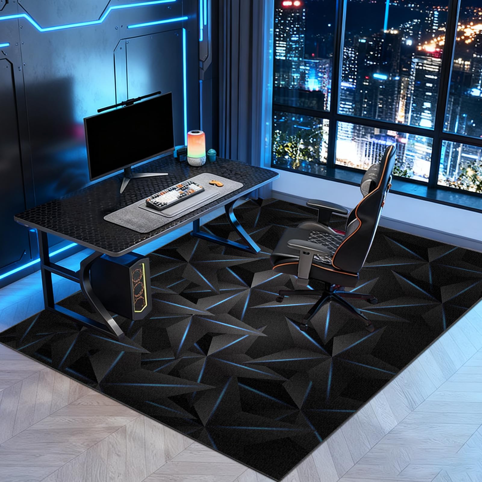 Gaming Teppich 120 x 140 cm rutschfest Gaming Bodenschutzmatte Bürostuhl, Schreibtischstuhl Unterlage für Laminat, Bürostuhl Unterlage für Parkett und Hartböden