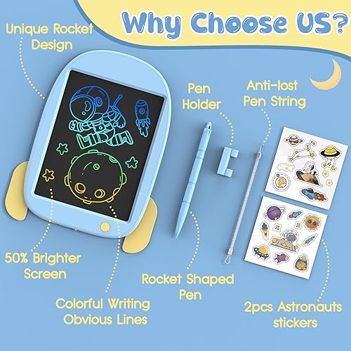 Miniatura 3 de Hockvill Tableta de escritura LCD para niños, juguete de aprendizaje, almohadilla de dibujo de cohetes para niños de 3, 4, 5, 6, 7, 8 años, tablero