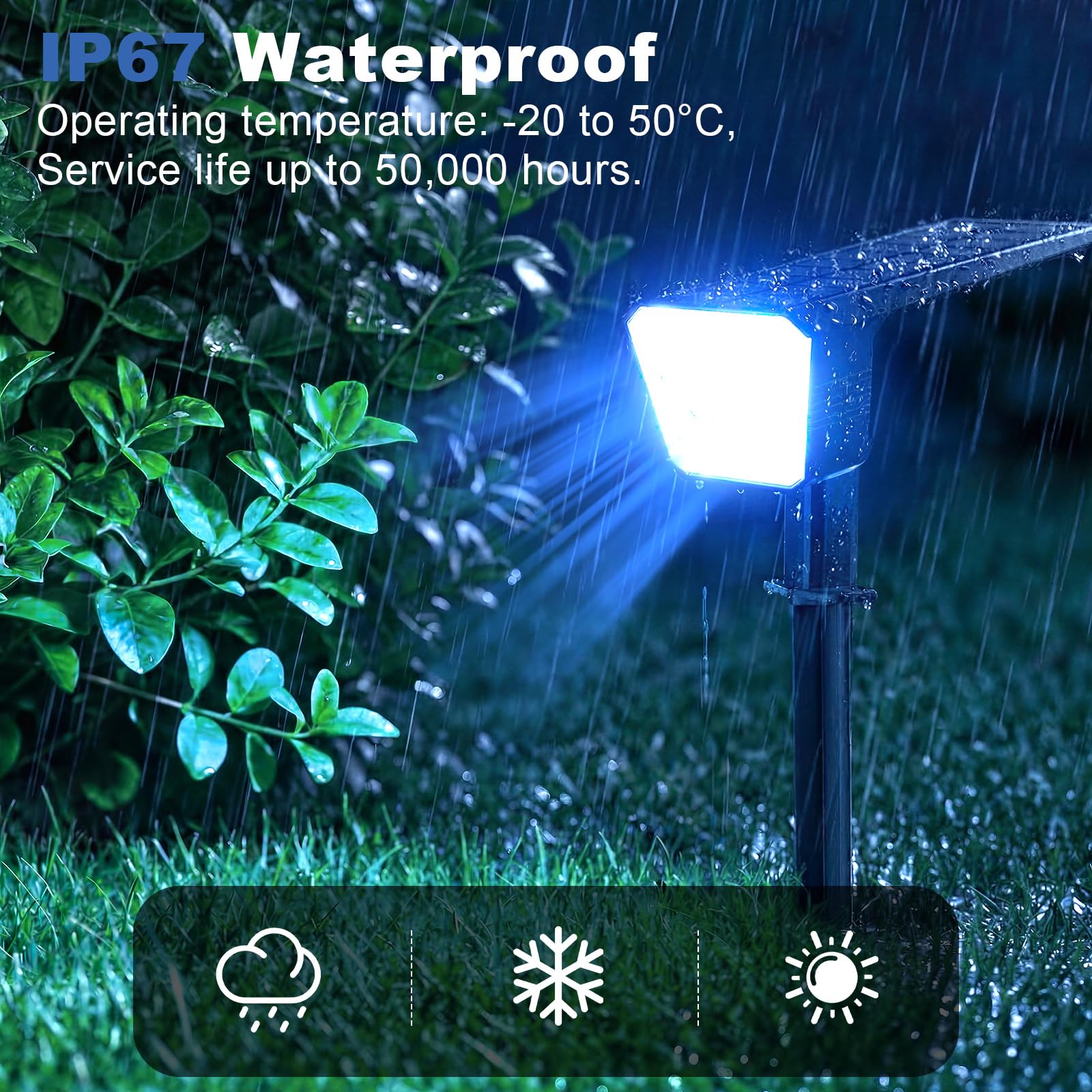 FIFlying Luces Solares LED Exterior Jardin 4 Piezas, 12 LED Focos LED Exterior Solares, 8 Modos Impermeable IP67 Foco Solar para Patio, Caminos, Terraza, Calzada, Piscina, Césped - Multicolor